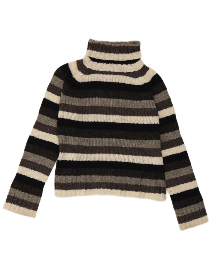 Zara Womens Crop Roll Neck Jumper Sweater UK 14 Large Multicolored Striped