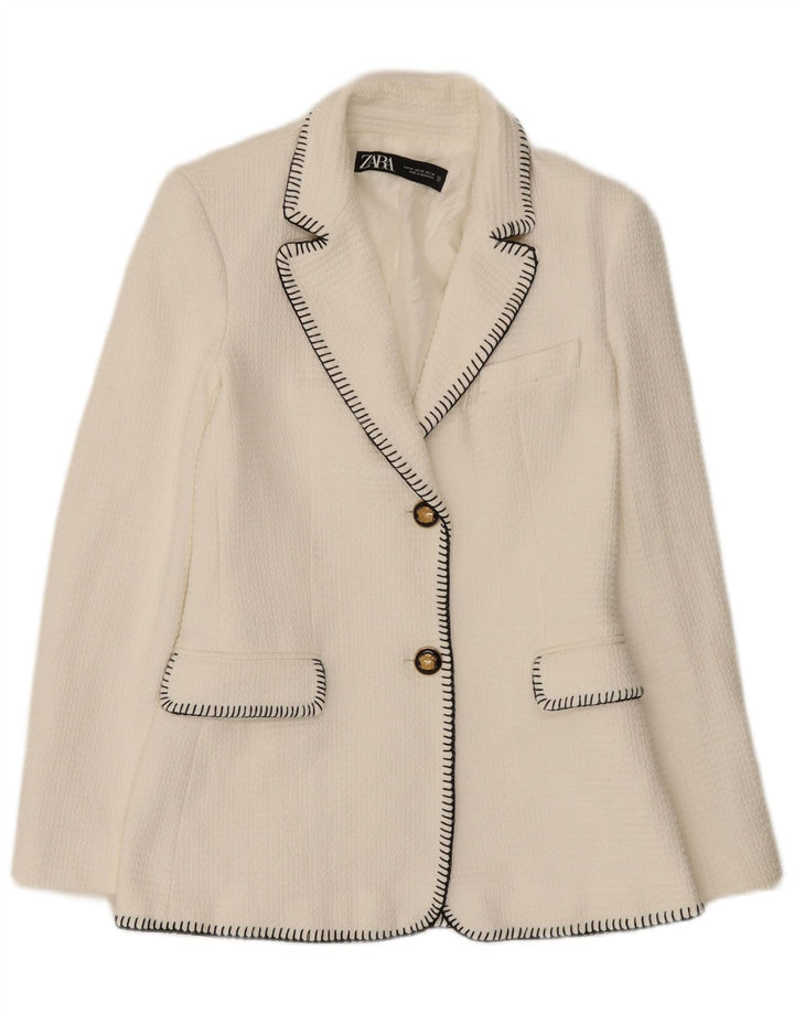 Zara Dame 2-knaps blazerjakke UK 6 XS Hvid
