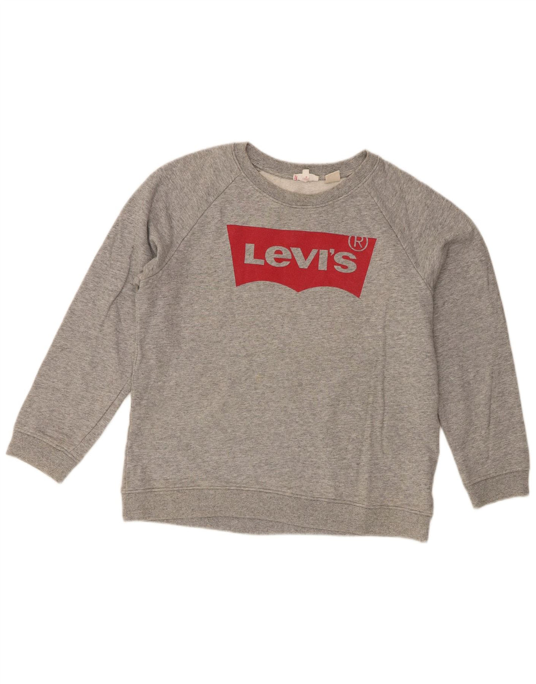 Levi's Grafisk Sweatshirt Jumper UK 14 Mellemgrå Flekket Bomuld