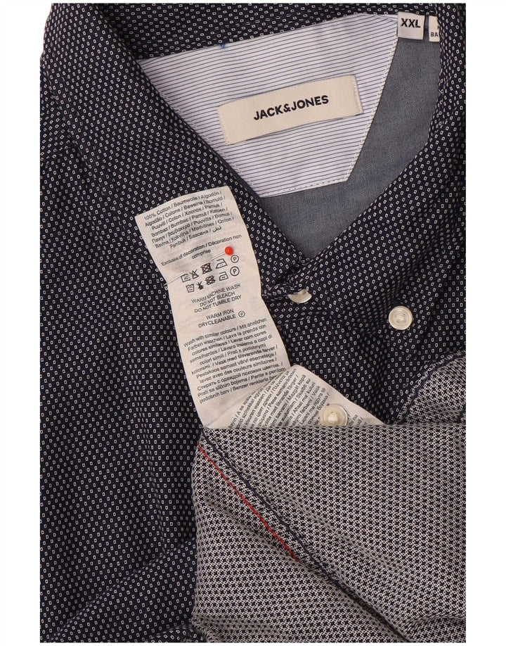 Jack & Jones herreskjorte 2XL marineblå geometrisk bomuld