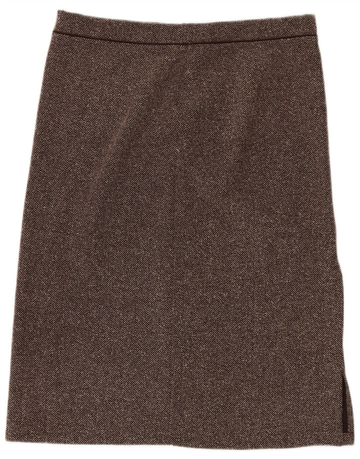 Marks & Spencer Midi-nederdel til kvinder UK 18 XL W36 brun sildebenspolyester
