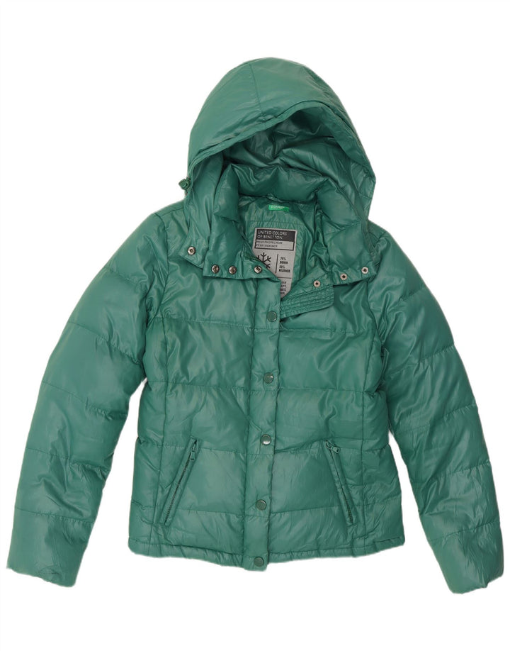 Benetton Polstret hættejakke til kvinder IT 44 Medium Green Polyester