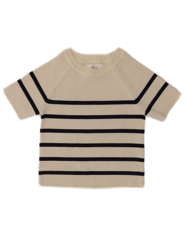 Zara Girls T-Shirt Top 8-9 år Hvidstribet viskose