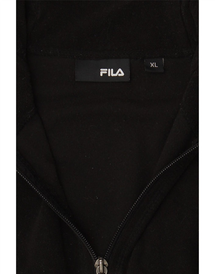 FILA Womens Zip Neck Fleece Jumper UK 18 XL Black Polyester Vintage Fila and Second-Hand Fila from Messina Hembry 