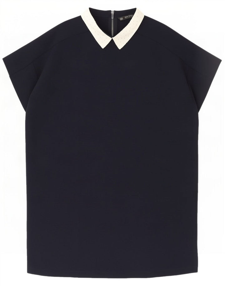 Zara Womens Shift Dress UK 18 XL Navy Blue Polyester
