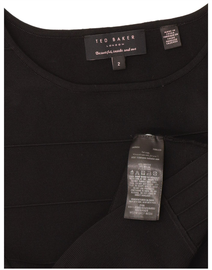 Ted Baker Kvinders Ærmeløs Skede Kjole Størrelse 2 Lille Sort Viscose