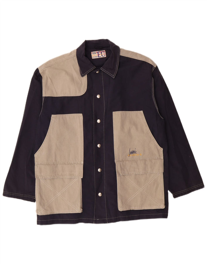Enrico Coveri Herre Utility Jacket UK 40 Large Navy Blue Colourblock