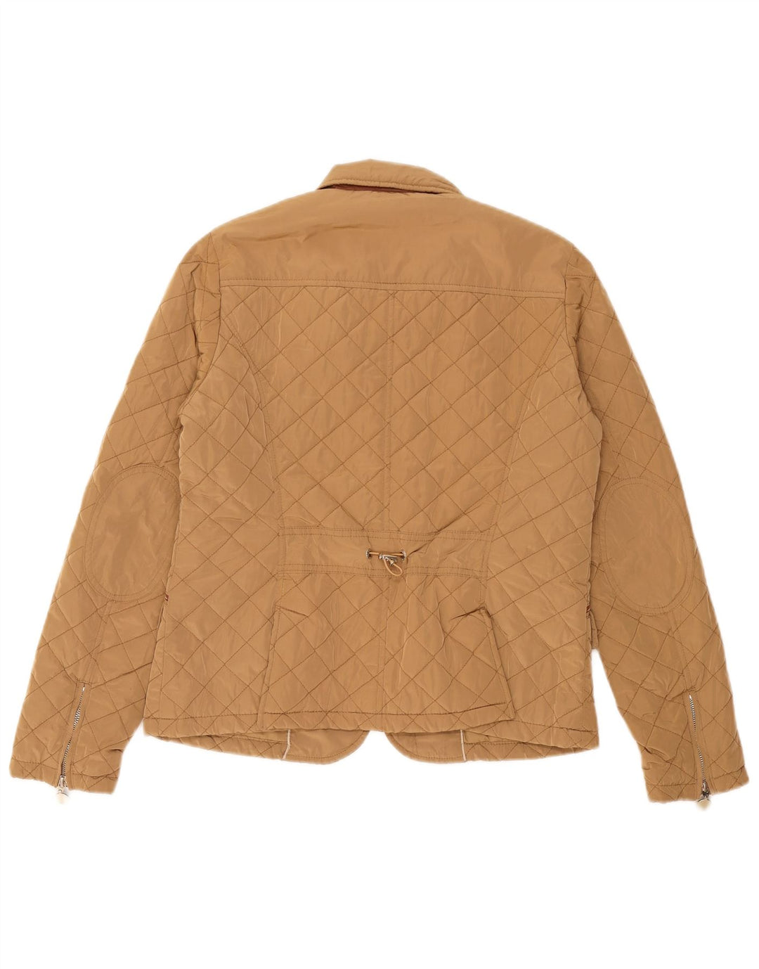 Massimo Dutti Dame Quiltet Jakke UK 14 Large Beige Polyester
