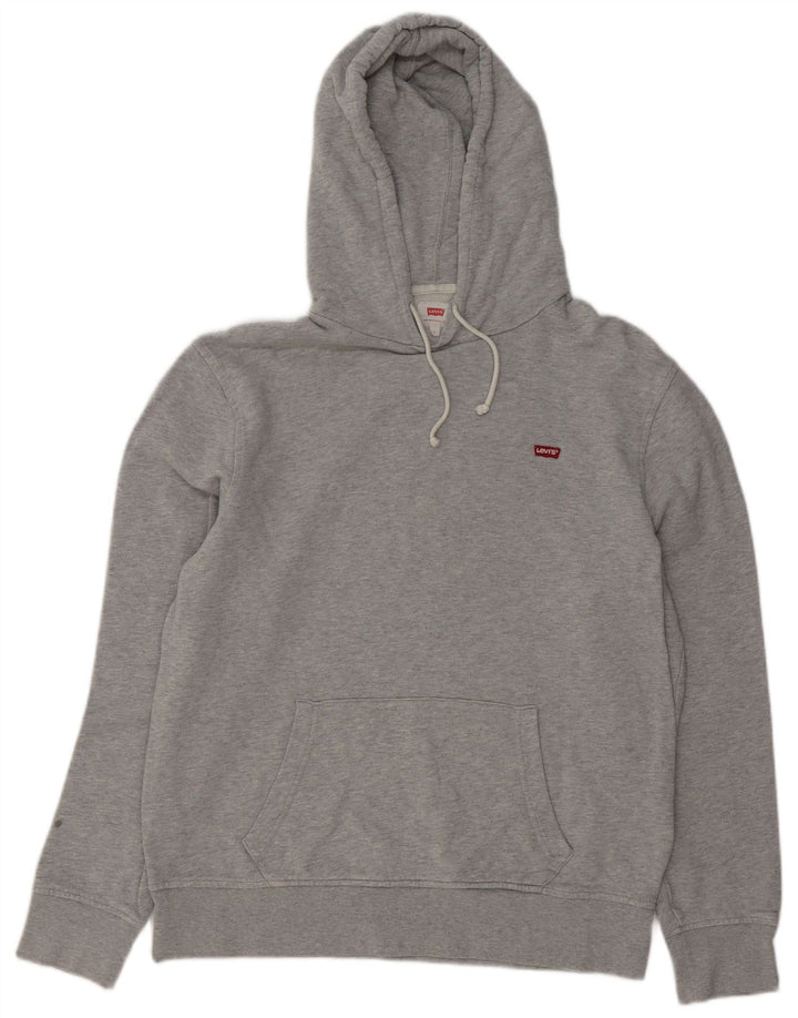 LEVI'S Mens Hoodie Jumper Large Grey Cotton