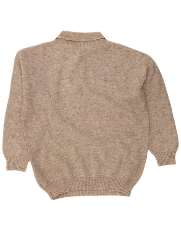 ISLAND Herre Polo Neck Jumper Sweater IT 52 Large Grey Fair Isle