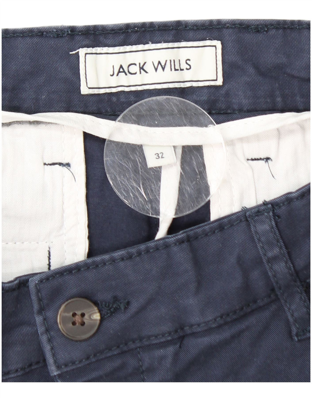 JACK WILLS Herre Slim Fit Chino Shorts W32 Medium Marineblå Bomuld