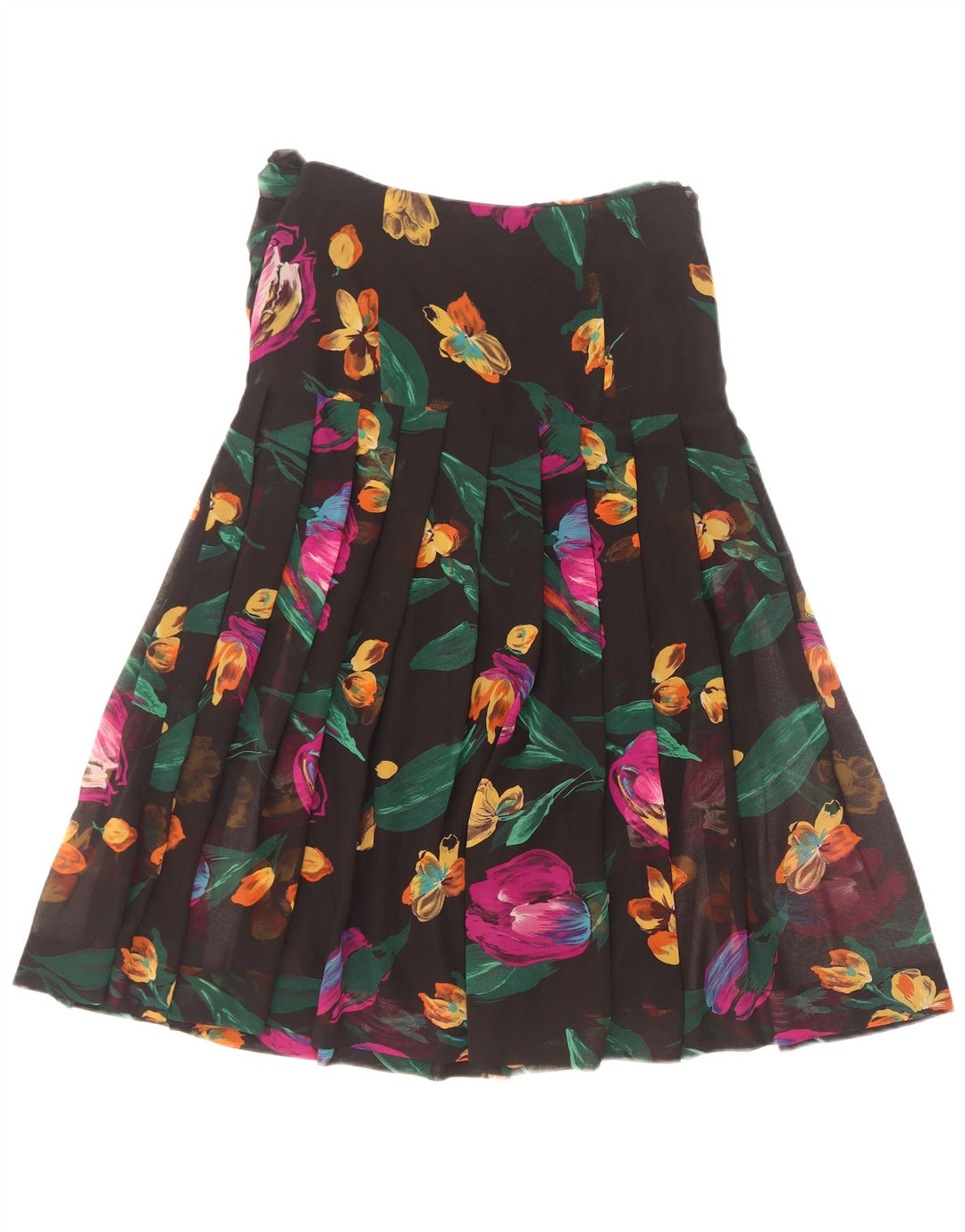 Giorgio Ti Kvinder plisseret A-line nederdel IT 42 Medium Black Floral Polyester