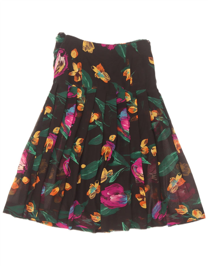 Giorgio Ti Kvinder plisseret A-line nederdel IT 42 Medium Black Floral Polyester