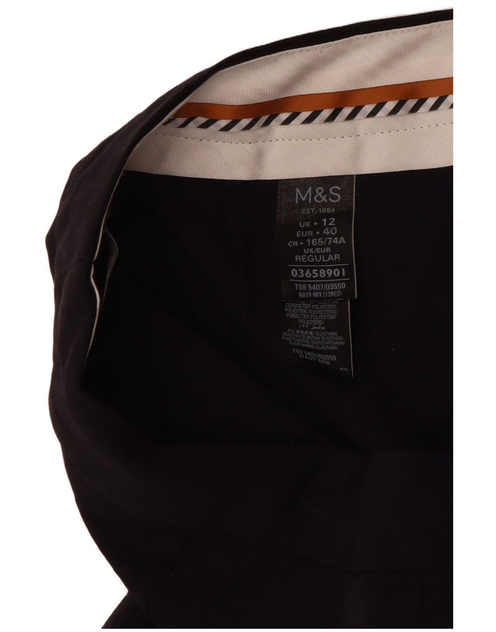 Marks & Spencer jakkesætsbukser til kvinder UK 12 Medium W32 L31 Marineblå
