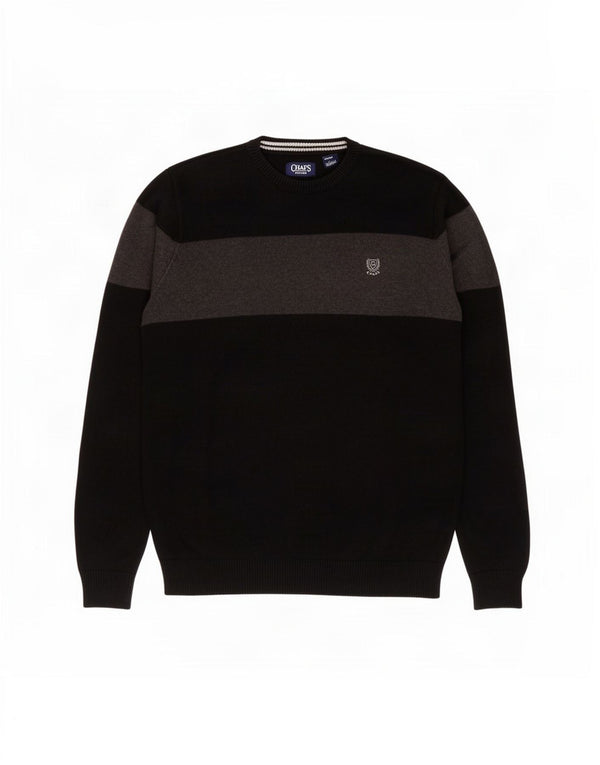 Chaps Herre Crew Neck Jumper Sweater XL Sort Colourblock Bomuld