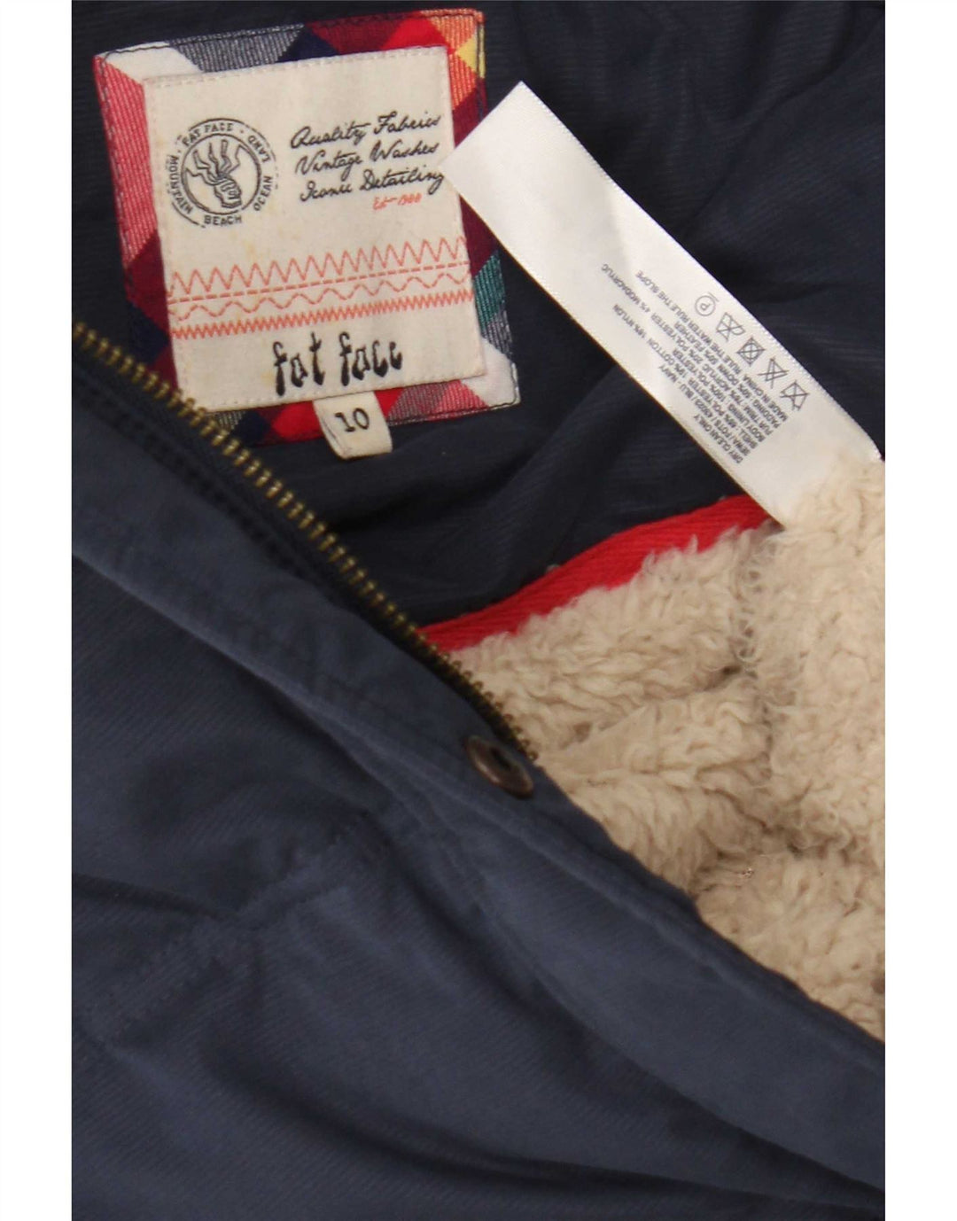 Fat Face Dame Hætte Polstret Gilet UK 10 Small Blue Polyester