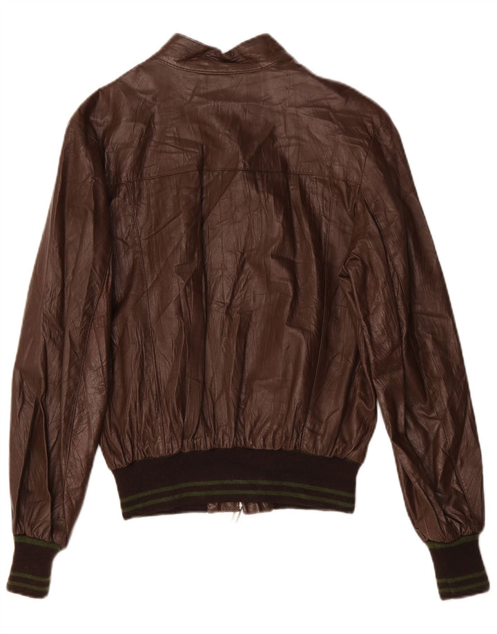 Vintage dame bomber læderjakke UK 12 Medium Brown