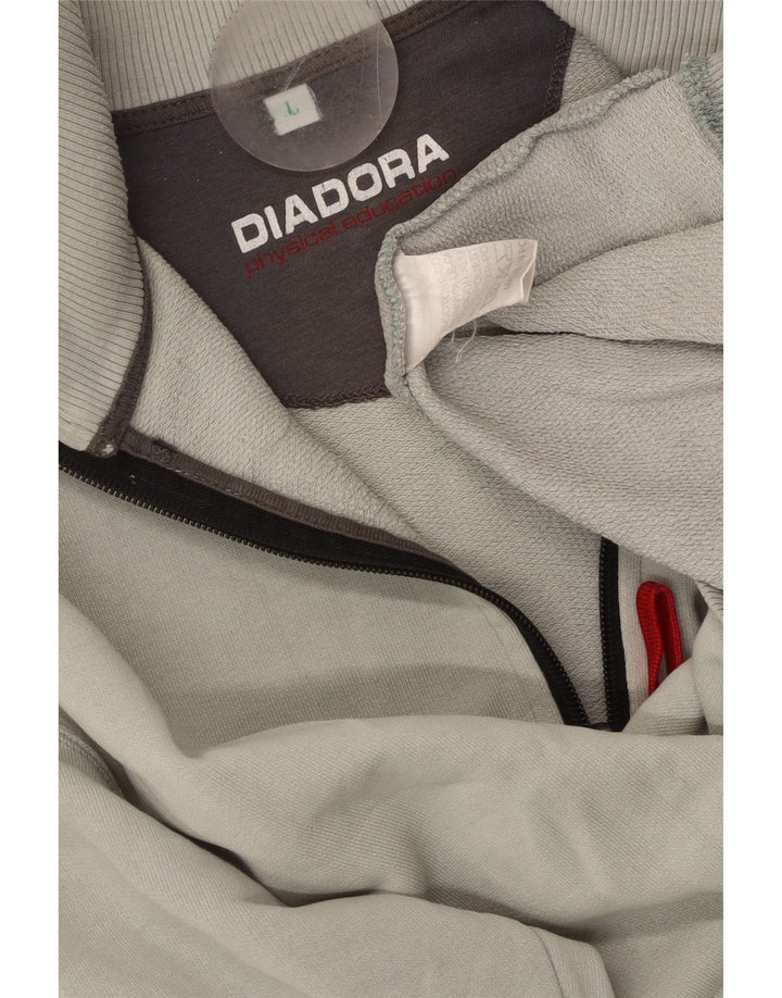 DIADORA Herre grafisk sweatshirt med lynlåshals, stor grå bomuld