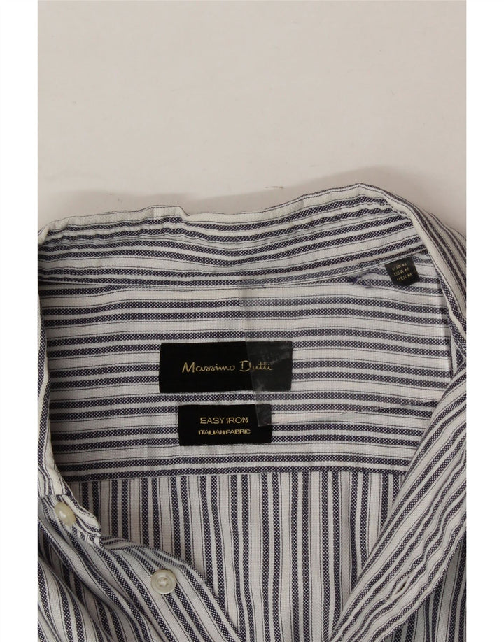 MASSIMO DUTTI Mens Shirt Medium White Striped Cotton Vintage Massimo Dutti and Second-Hand Massimo Dutti from Messina Hembry 