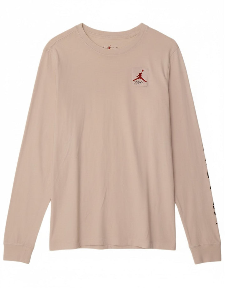 JORDAN Mens Standard Fit Graphic Top Long Sleeve Small White Cotton
