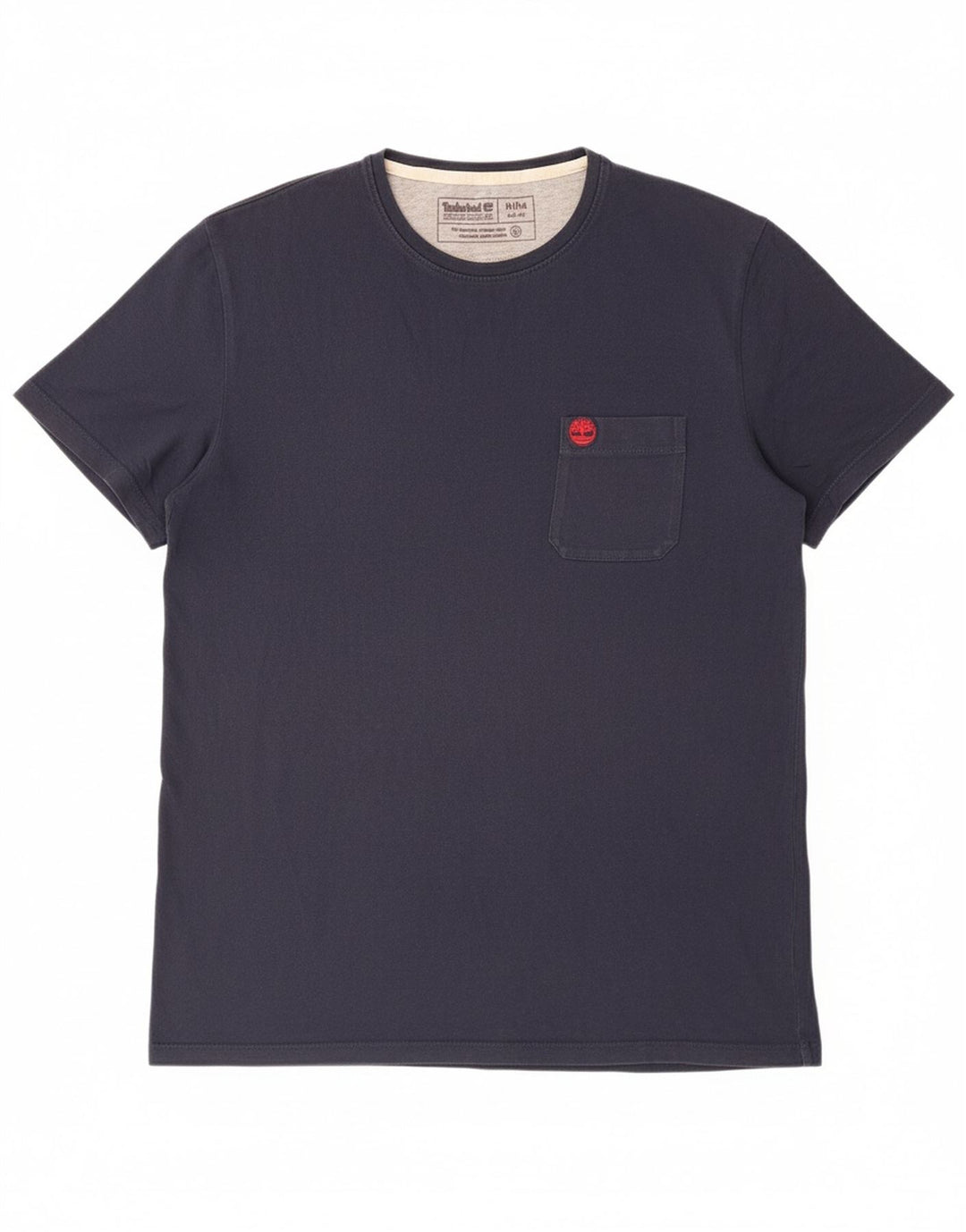 TIMBERLAND Mens Slim Fit T-Shirt Top Medium Navy Blue Cotton
