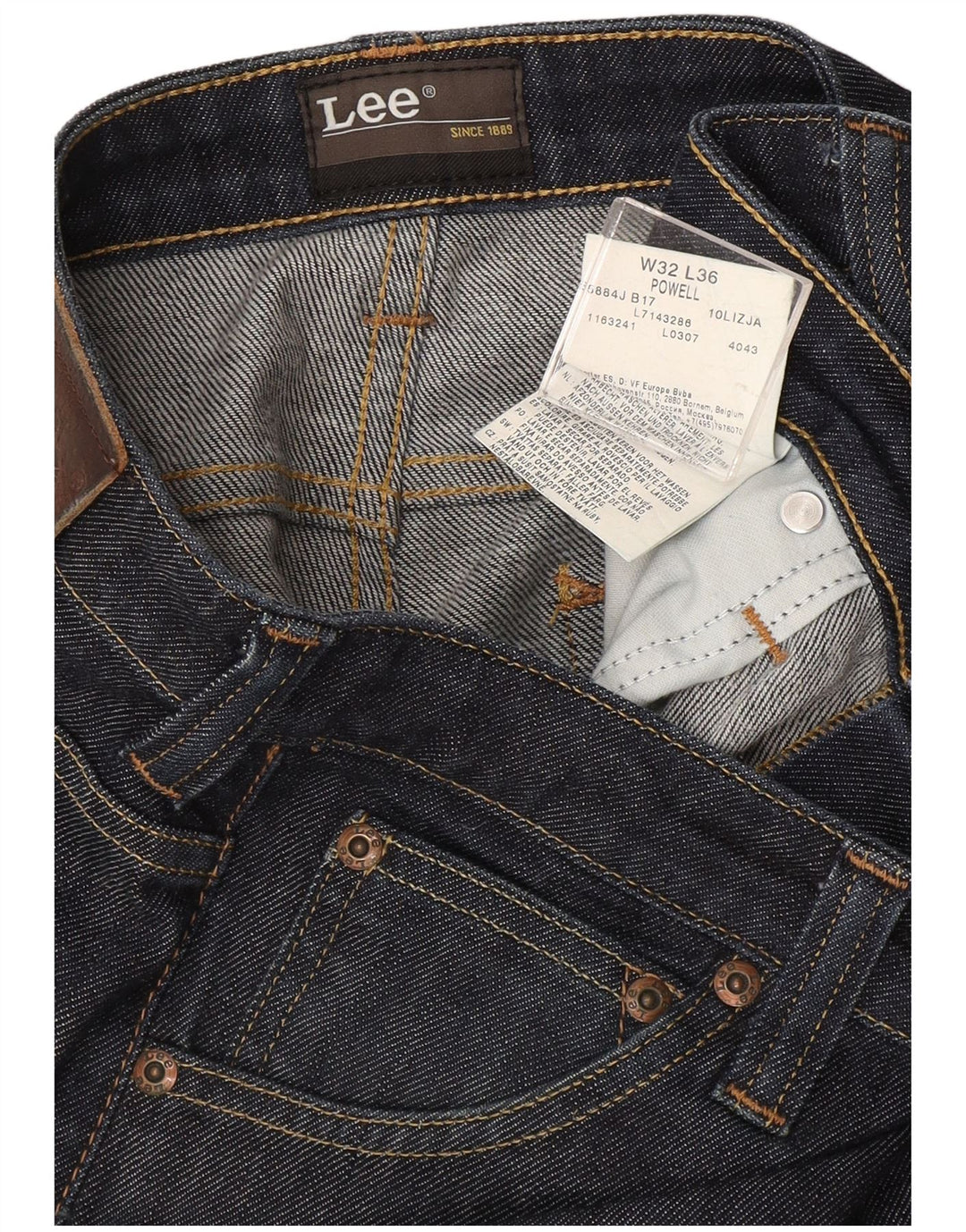 Lee Dame Powell Straight Slim Jeans W32 L36 Marineblå Bomuld