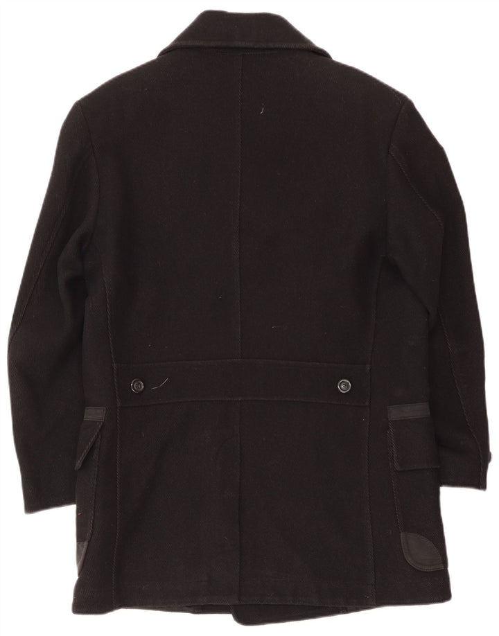 Diesel Herre Double Breasted Coat UK 40 Large Black Wool