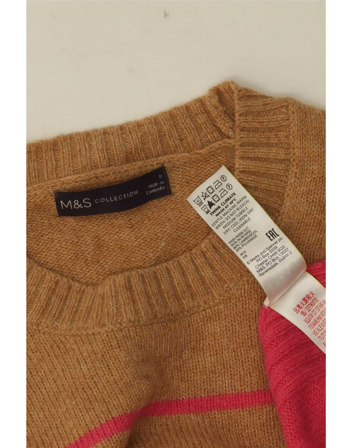 Marks & Spencer Dame sweater med rund hals DK 8 Lille beige stribet