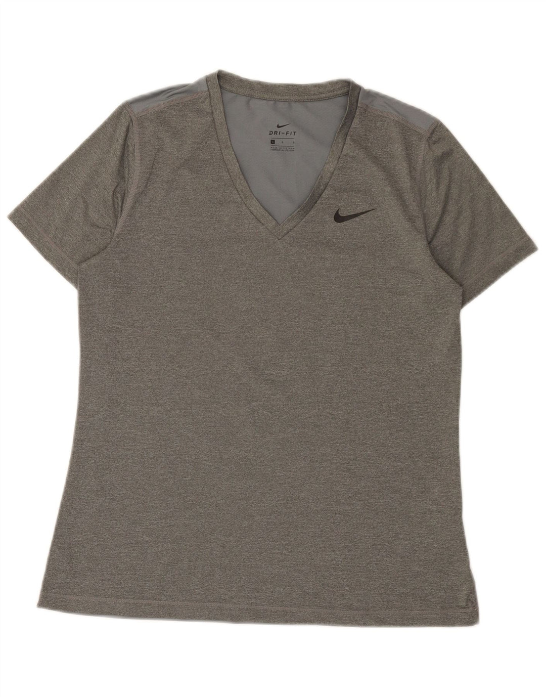 Nike Dame Dri Fit T-Shirt Top UK 14 Stor Grå Polyester