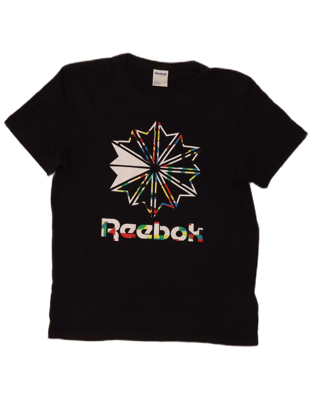 REEBOK Herre grafisk T-shirt Top Medium Sort Bomuld