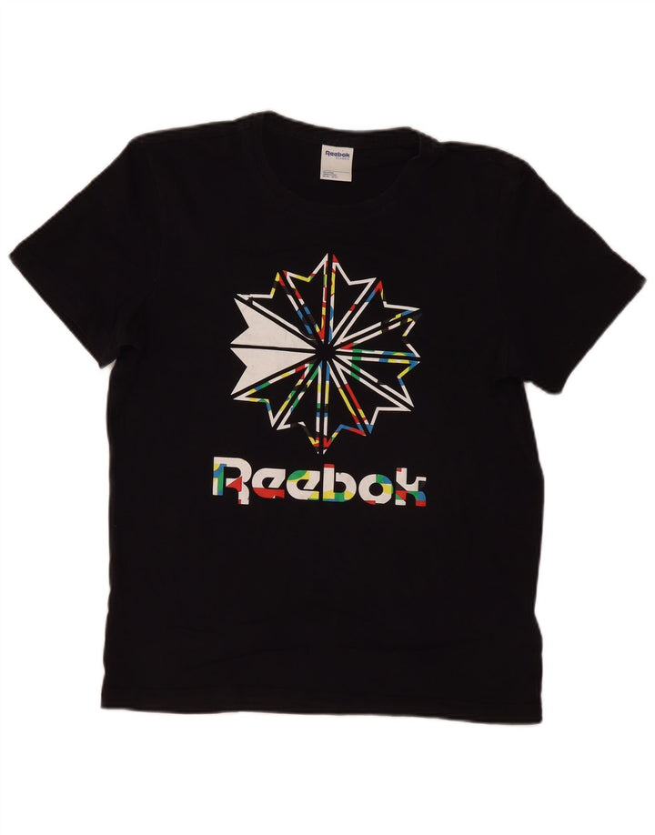 REEBOK Herre grafisk T-shirt Top Medium Sort Bomuld