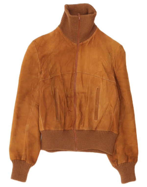 Vintage Dame Ruskind Bomber Jacket UK 10 Small Brown