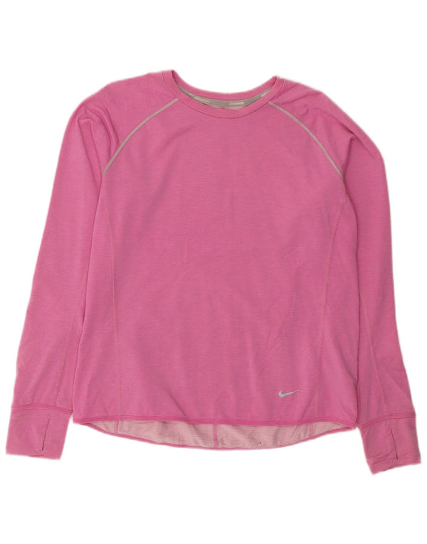NIKE Dame Dri Fit Top Langærmet UK 18 XL Pink Lyocell