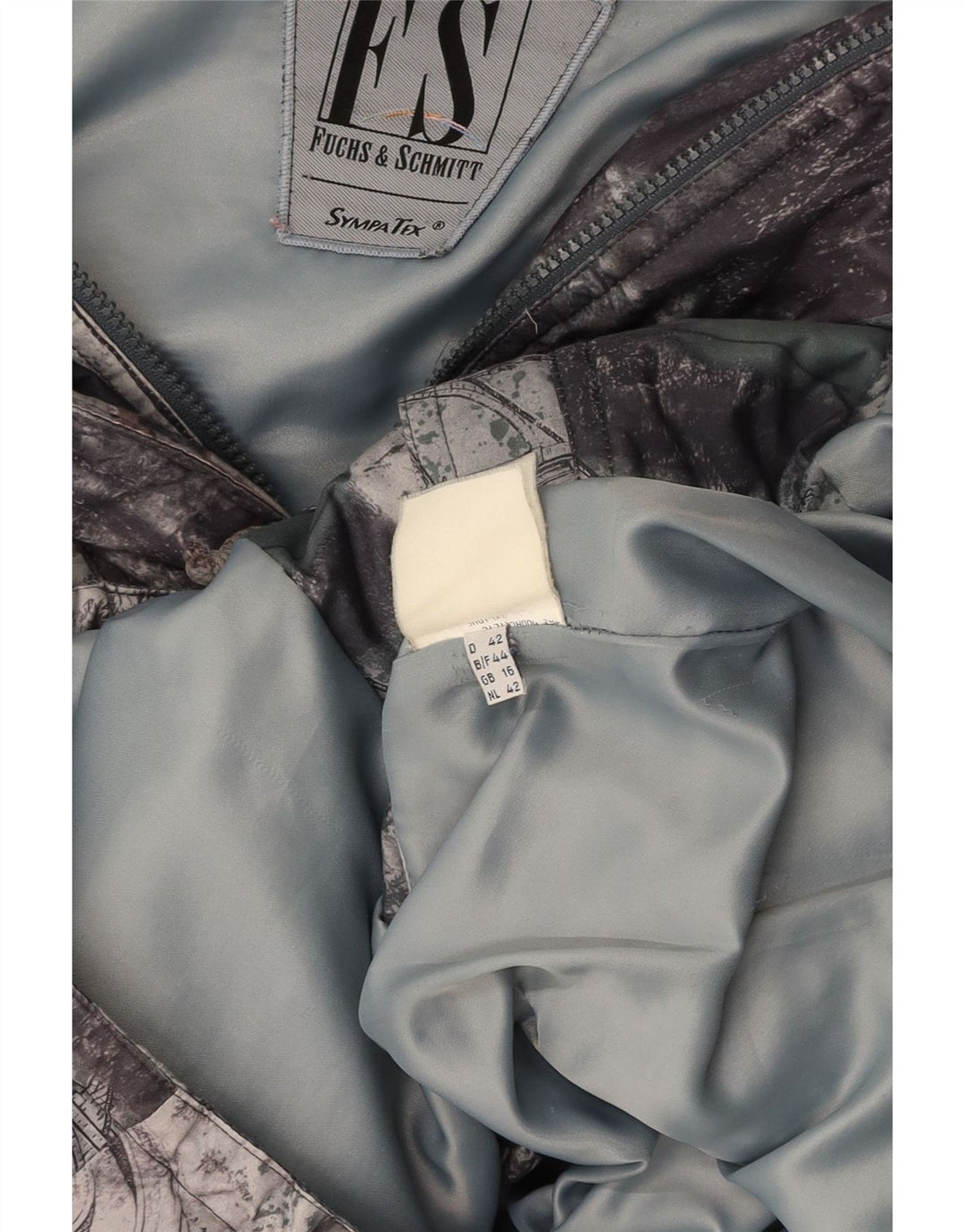 FUCHS & SCHMITT Dame Loose Fit Regnjakke UK 16 Large Grey Patchwork