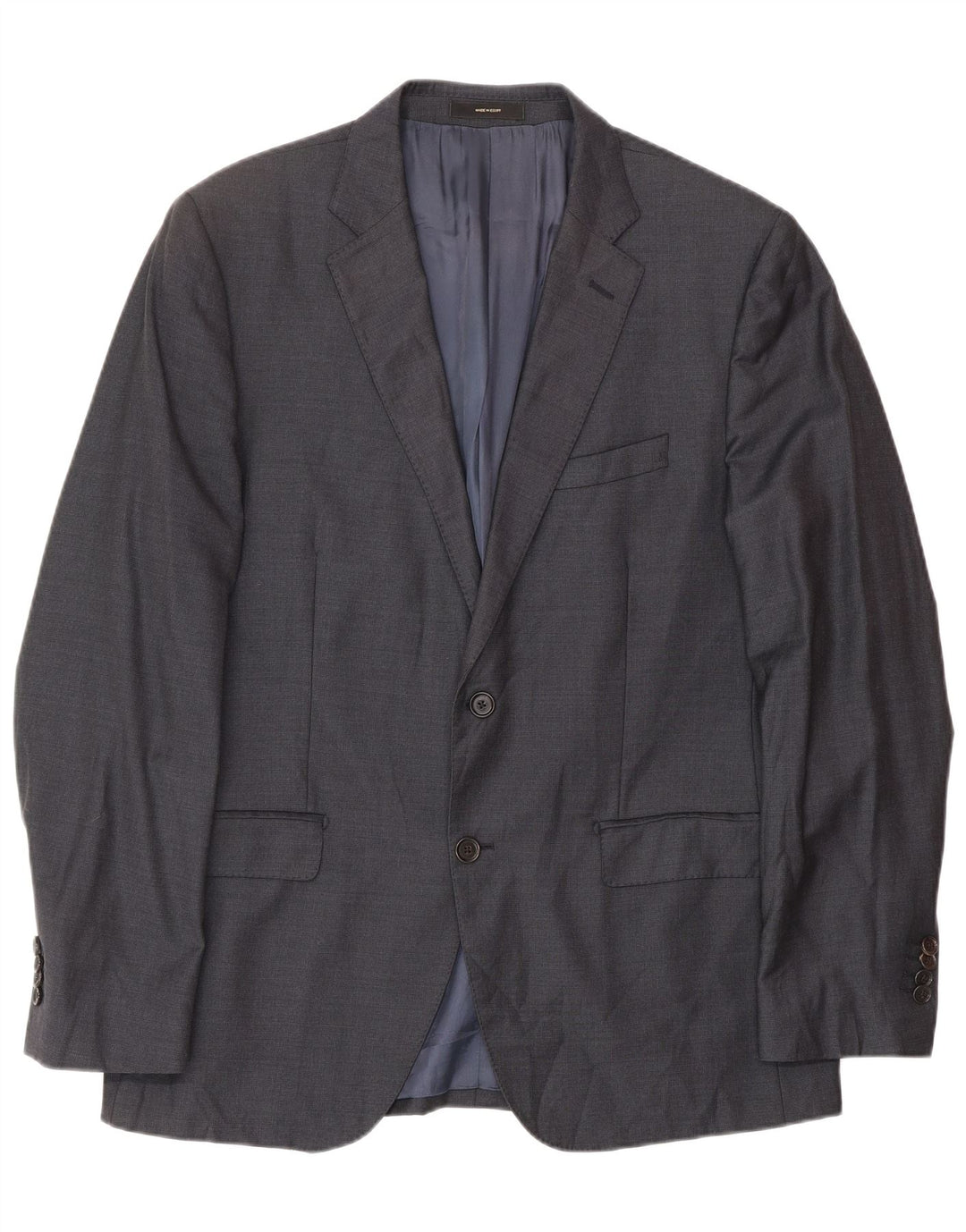 MASSIMO DUTTI Herre 2-knaps blazerjakke EU 52 Stor marineblå uld