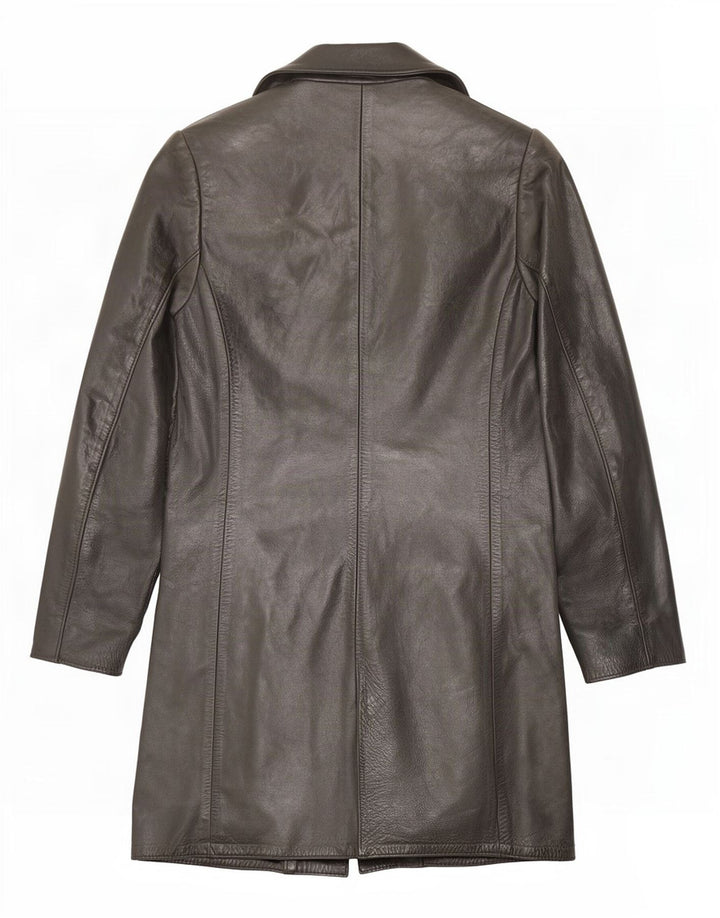 Vintage læderfrakke til kvinder UK 12 Medium Sort