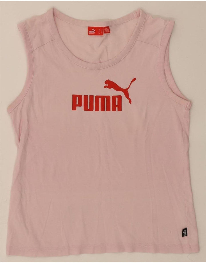 PUMA Womens Graphic Vest Top UK 12 Medium  Pink Vintage Puma and Second-Hand Puma from Messina Hembry 
