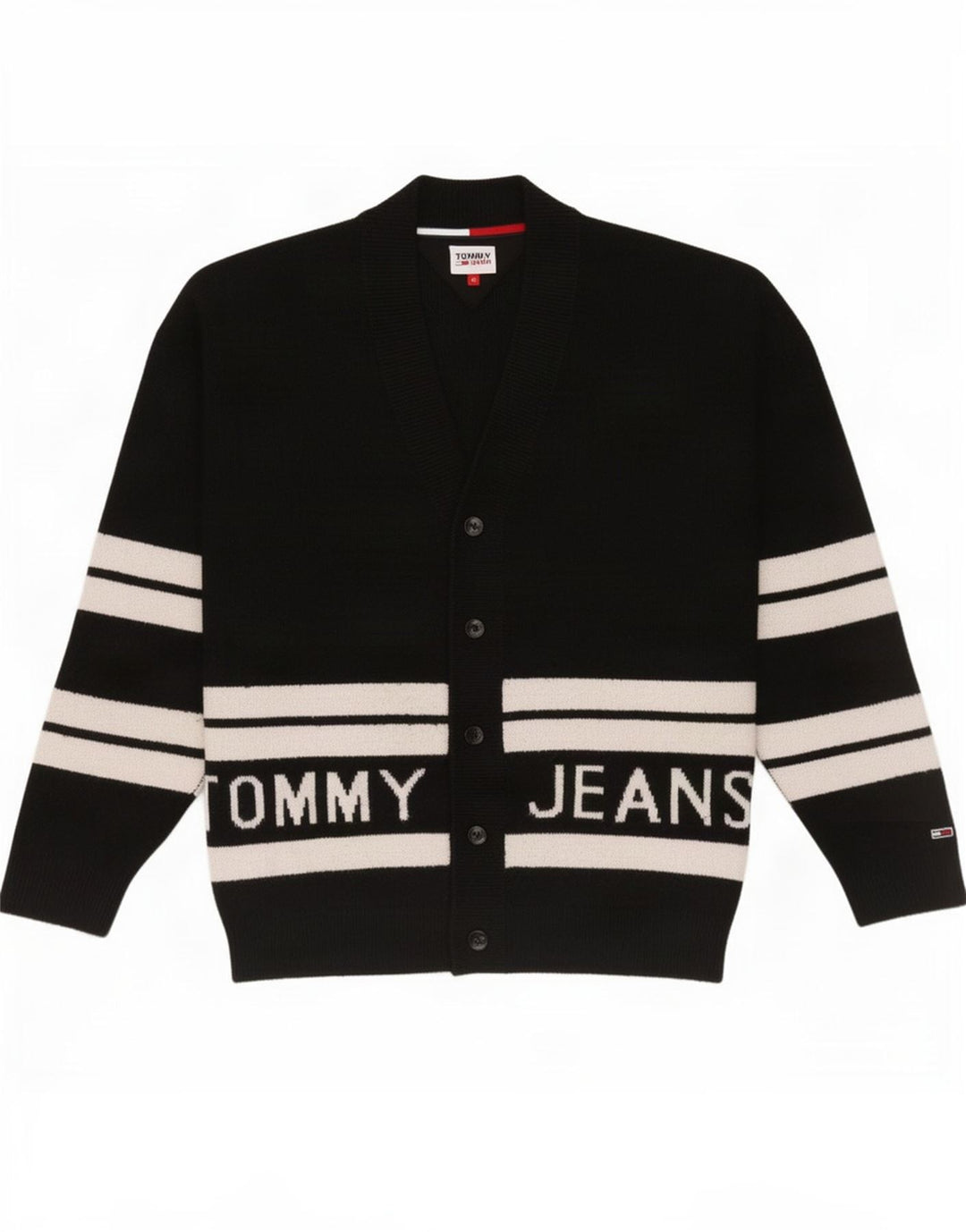 Tommy Hilfiger Herre grafisk cardigan sweater Medium Sort Colourblock