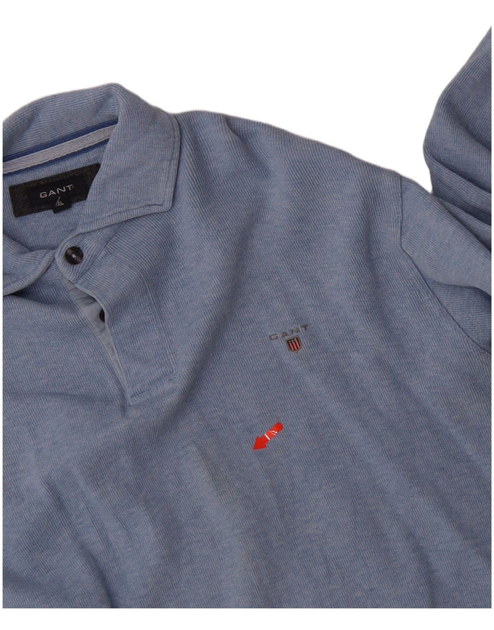 GANT Mens Polo Neck Sweatshirt Jumper XL Blue Cotton