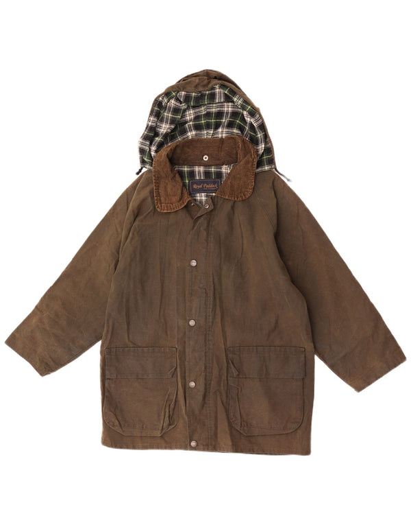 Royal Paddock drenge hættejakke i voksbehandlet bomuld 13-14 år Khaki Bomuld