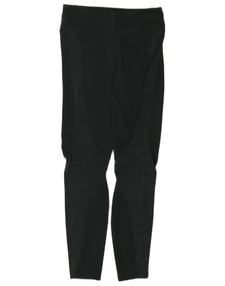 NIKE Dame Dri Fit Leggings UK 12 Medium Green Nylon