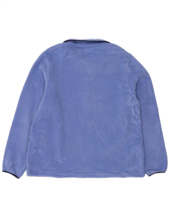 L.L.BEAN Dame Button Neck Fleece Jumper UK 14 Medium Blue Polyester