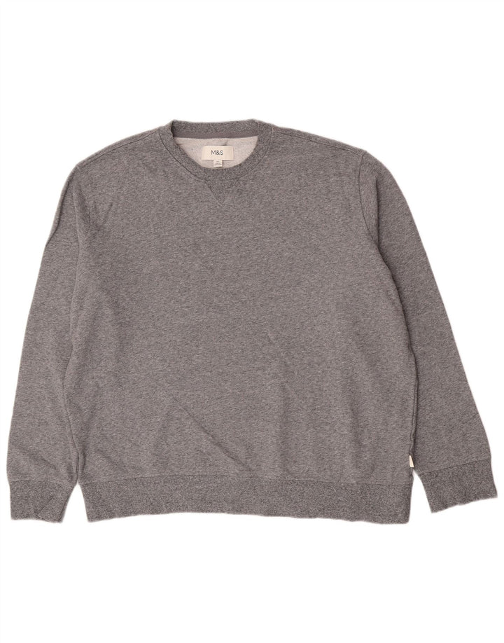 Marks & Spencer Sweatshirt til mænd 2XL Grå Flecked Bomuld