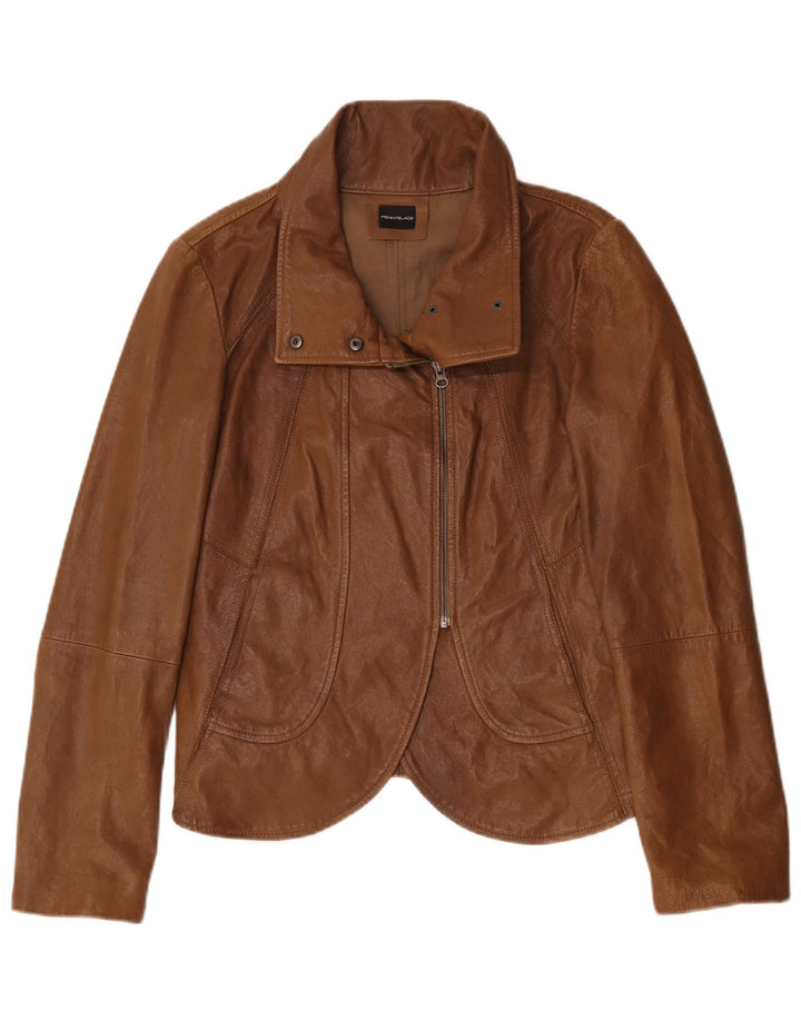 Penny Black Womens Læder Biker Jacket UK 14 Stort brunt læder