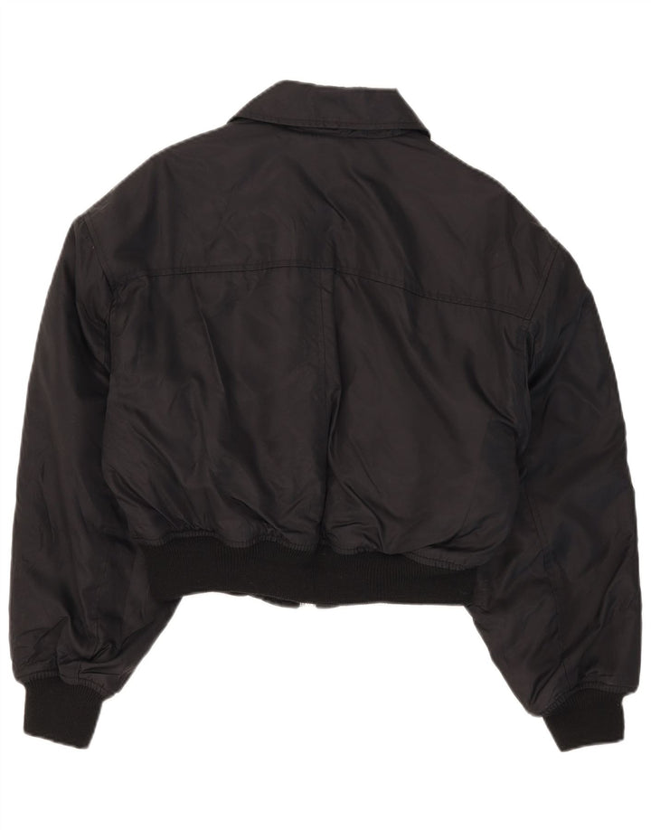 Swish Womens Crop Bomber Jacket IT 42 Medium Sort Polyamid