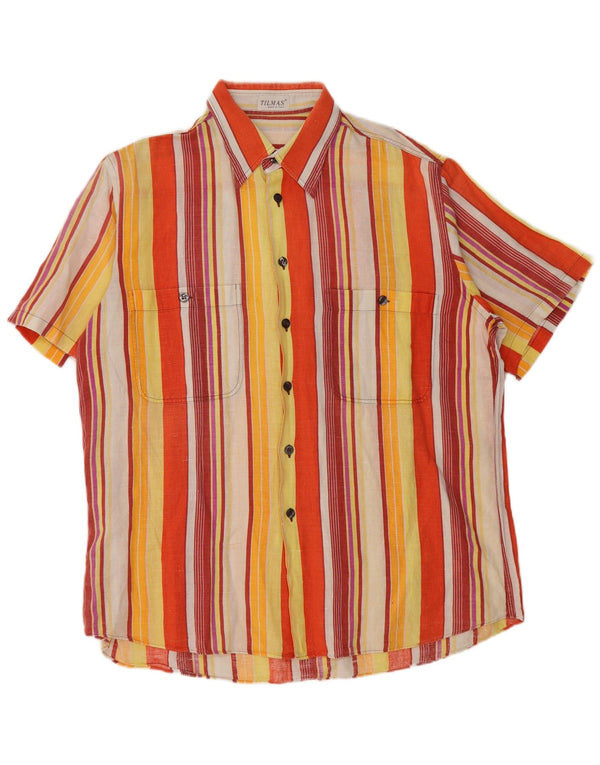 TILMAS Mens Short Sleeve Shirt Large Multicoloured Striped