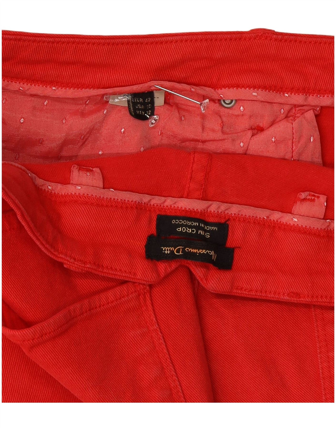 Massimo Dutti Dame Slim Fit Cropped Jeans EU 42 Large W32 L28 Rød