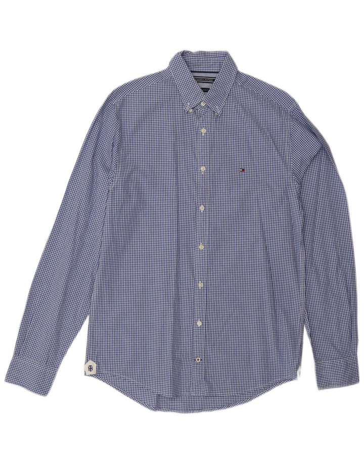 Tommy Hilfiger Herre New York Fit skjorte Medium Blue Gingham Cotton