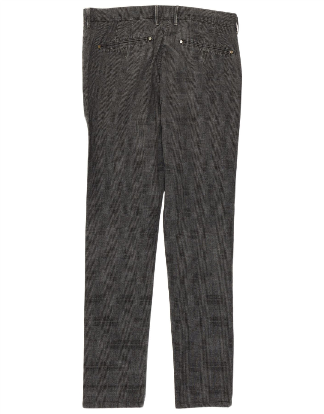 Riffel Herre Slim Chino Bukser W30 L32 Grå Houndstooth Bomuld