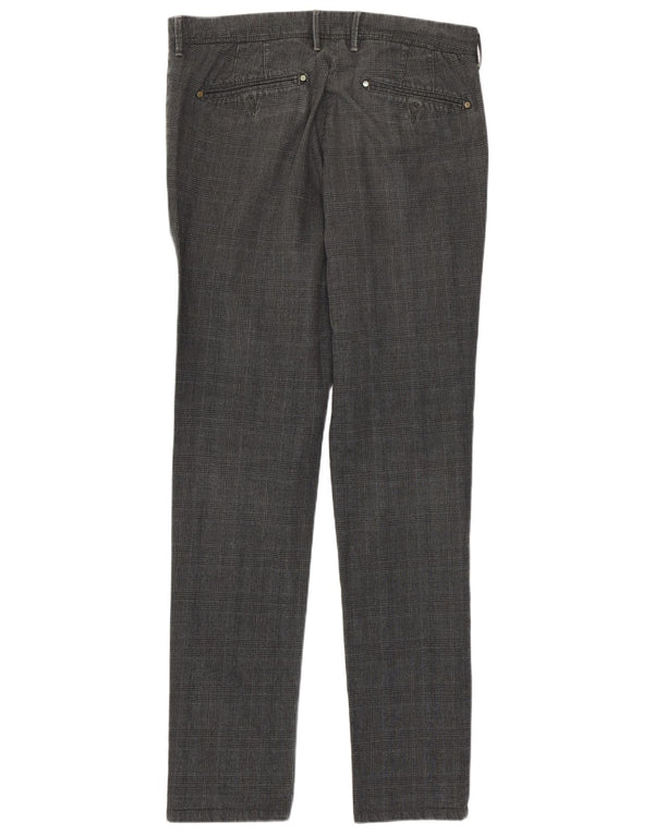 Riffel Herre Slim Chino Bukser W30 L32 Grå Houndstooth Bomuld
